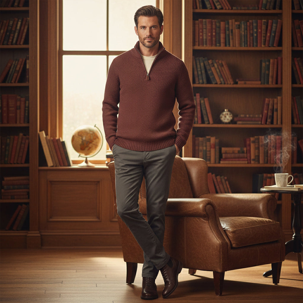Men's Cashmere Knit Half-Zip Sweater - detail