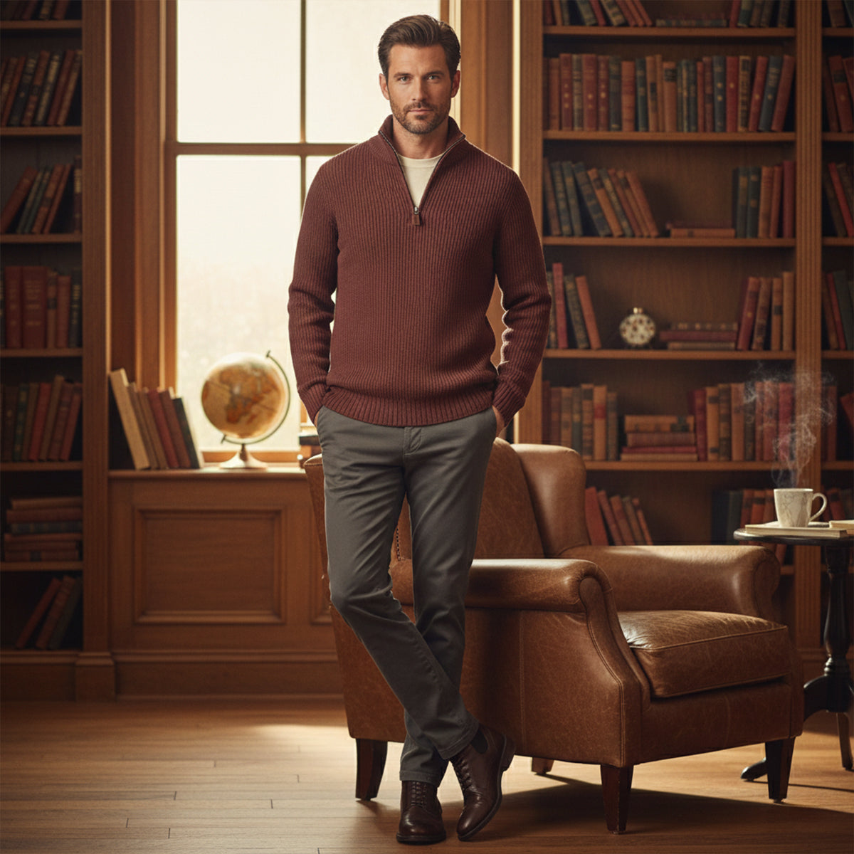 Men's Cashmere Knit Half-Zip Sweater - detail