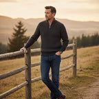Men's Cashmere Knit Half-Zip Sweater - detail