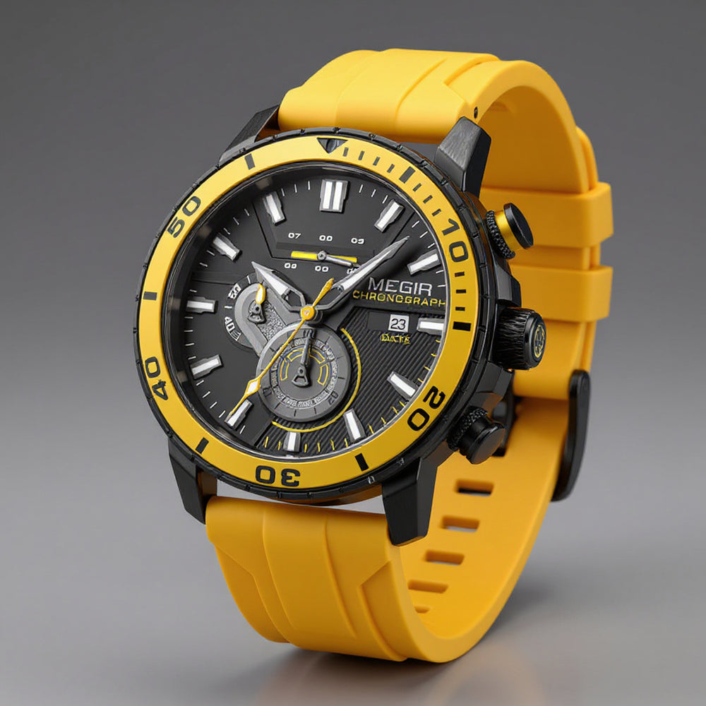 Men's Ceramic Bezel Chronograph Watch - Canary Yellow