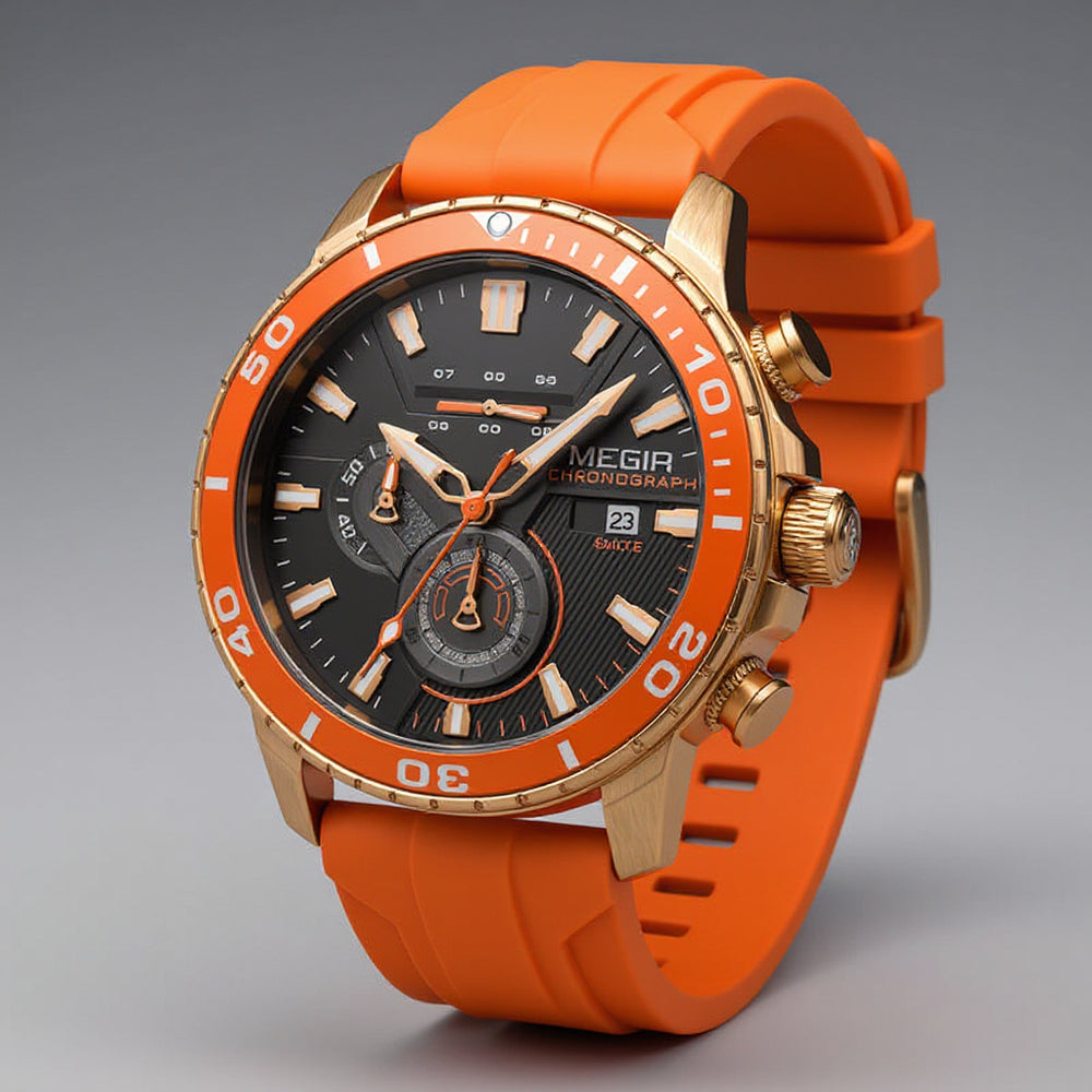 Men's Ceramic Bezel Chronograph Watch - Neon Orange