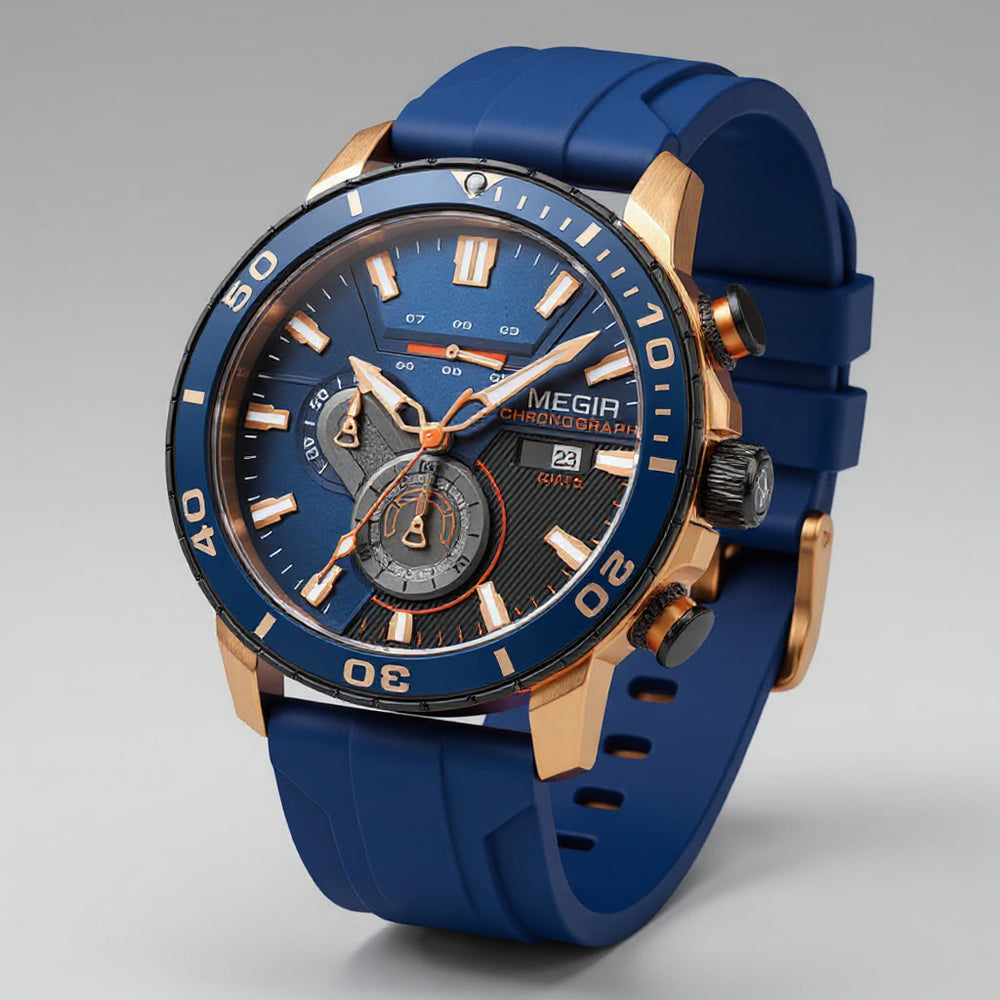 Men's Ceramic Bezel Chronograph Watch - Royal Blue