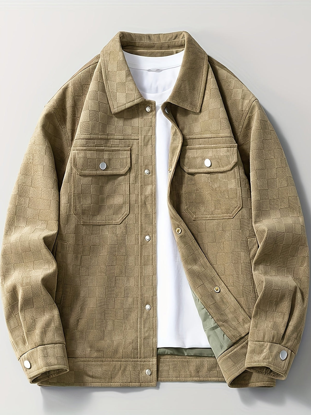 Men's Checkered Suede Jacket - detail