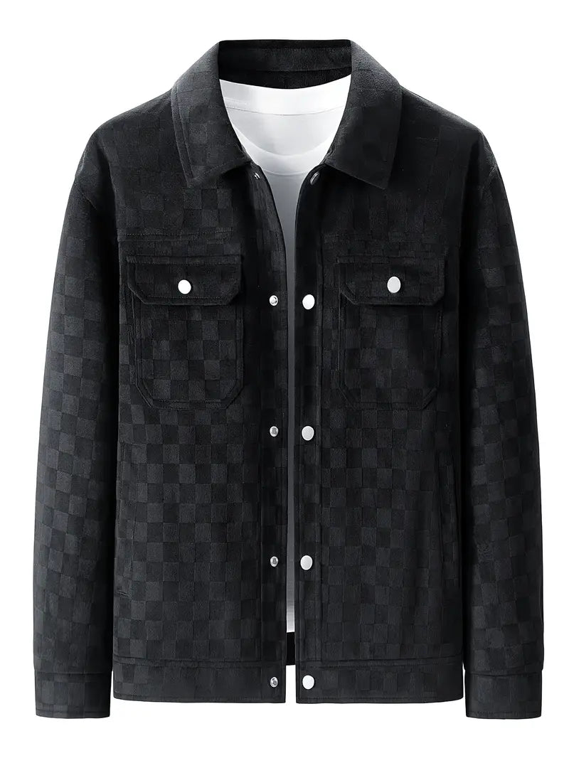 Men's Checkered Suede Jacket - detail