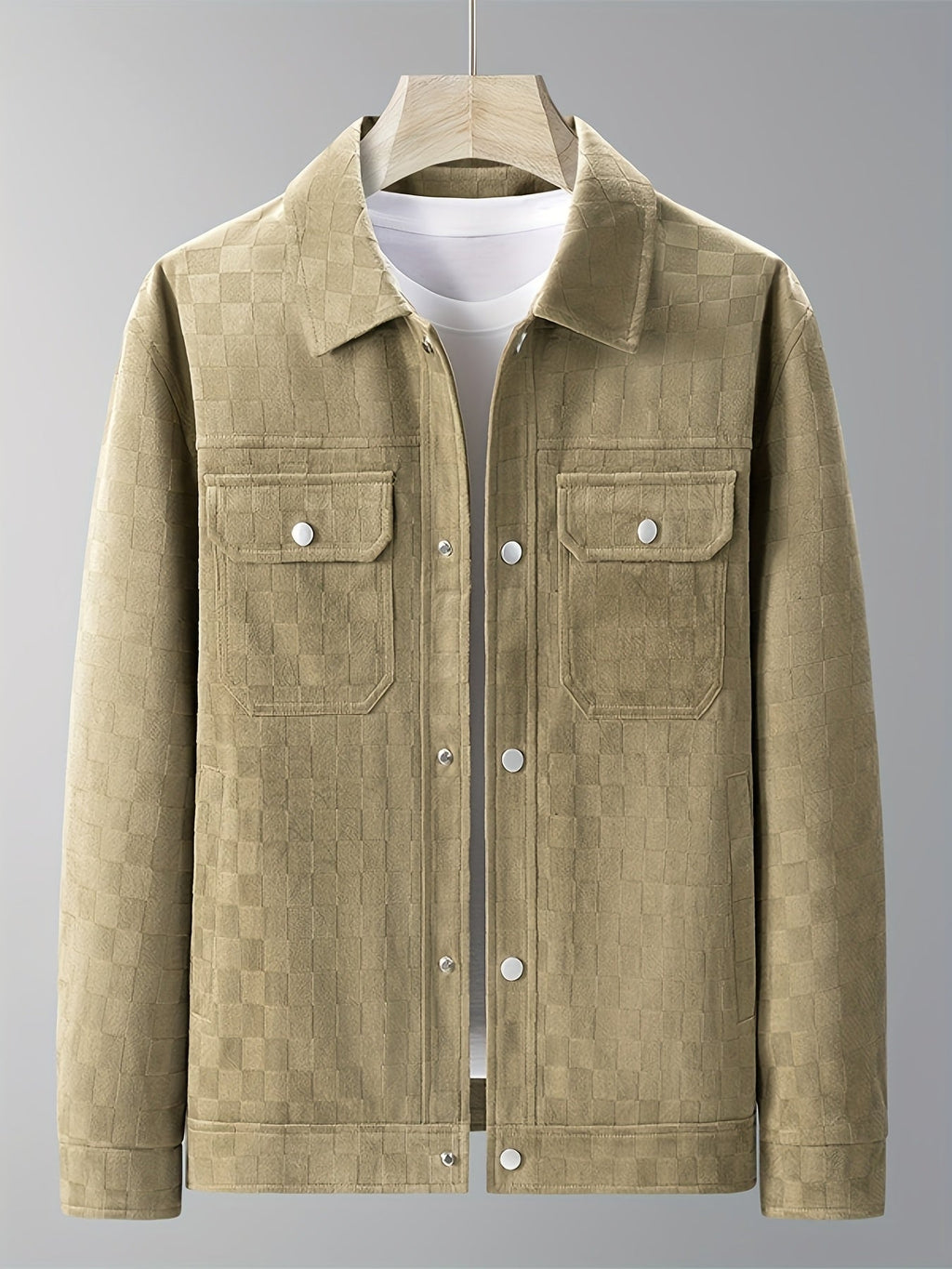 Men's Checkered Suede Jacket - detail