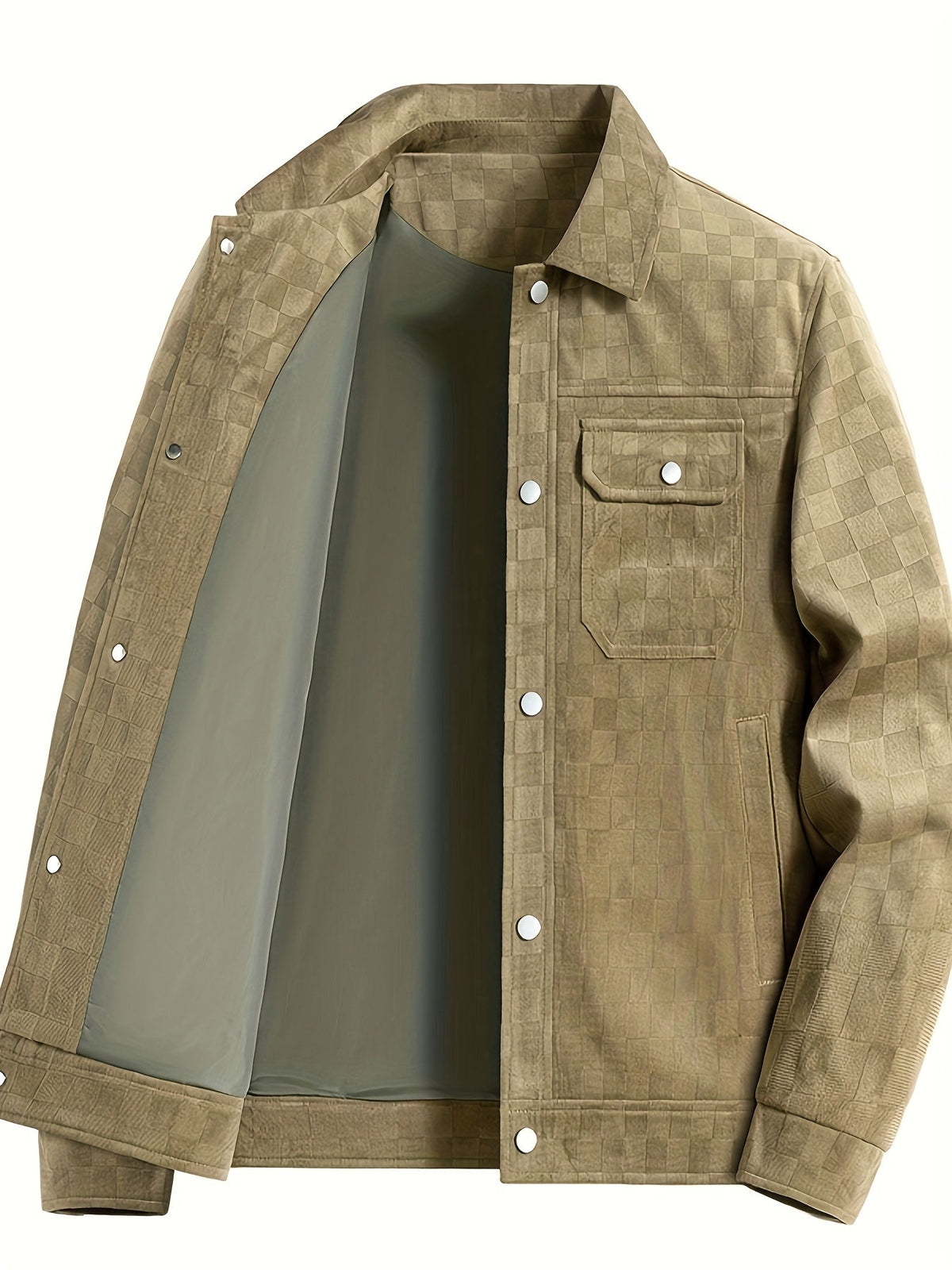 Men's Checkered Suede Jacket - detail