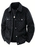 Men's Checkered Suede Jacket - Black