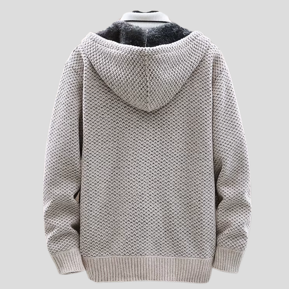 Chunky knit full-zip hoodie - back view