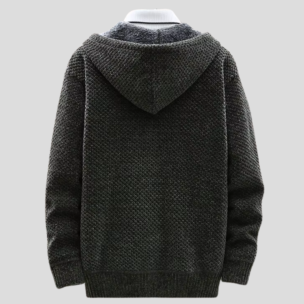 Chunky knit full-zip hoodie - back view