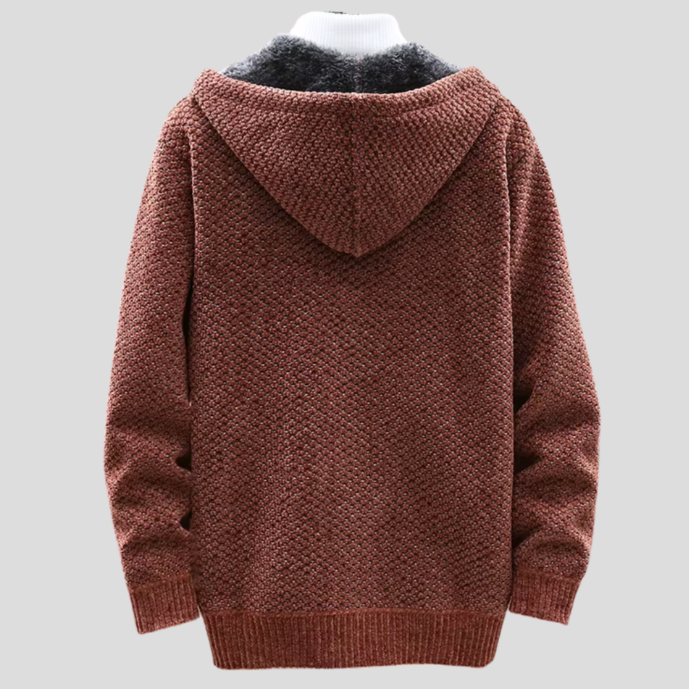 Chunky knit full-zip hoodie - back view