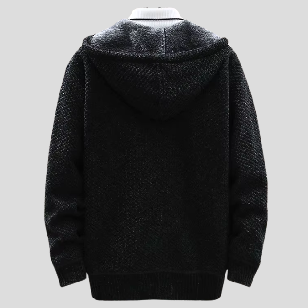 Chunky knit full-zip hoodie - back view