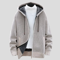Chunky Knit Full-Zip Hoodie - Beige
