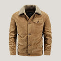 Men's Corduroy Fleece-Lined Jacket | Button-Up Winter Coat - Khaki