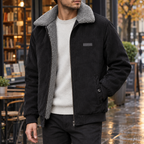 Men's Corduroy Full-Zip Jacket - Black - on model