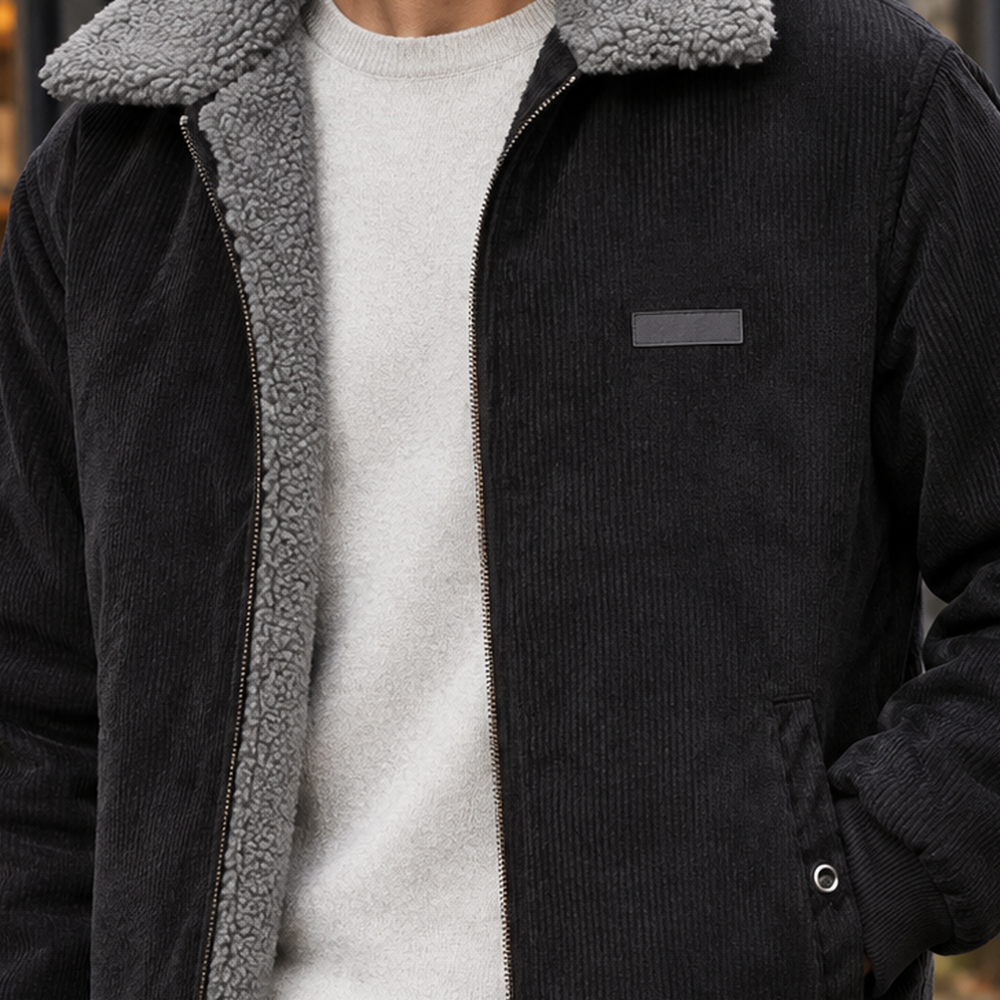 Men's Corduroy Full-Zip Jacket - detail - on model