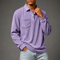 Men's Corduroy Polo Pullover - Lavender - on model