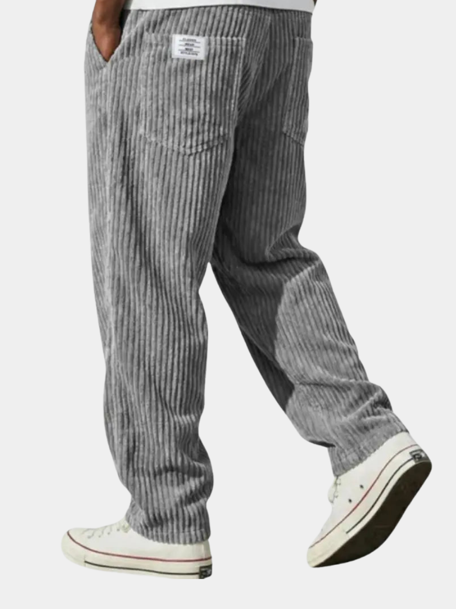 Men's Relaxed Fit Corduroy Pants | Elastic Drawstring Waist Baggy Casual Pants
