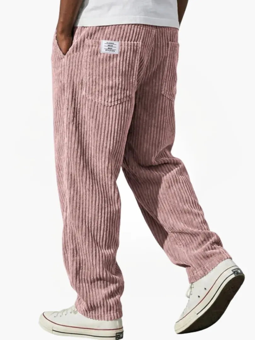 Men's Relaxed Fit Corduroy Pants | Elastic Drawstring Waist Baggy Casual Pants
