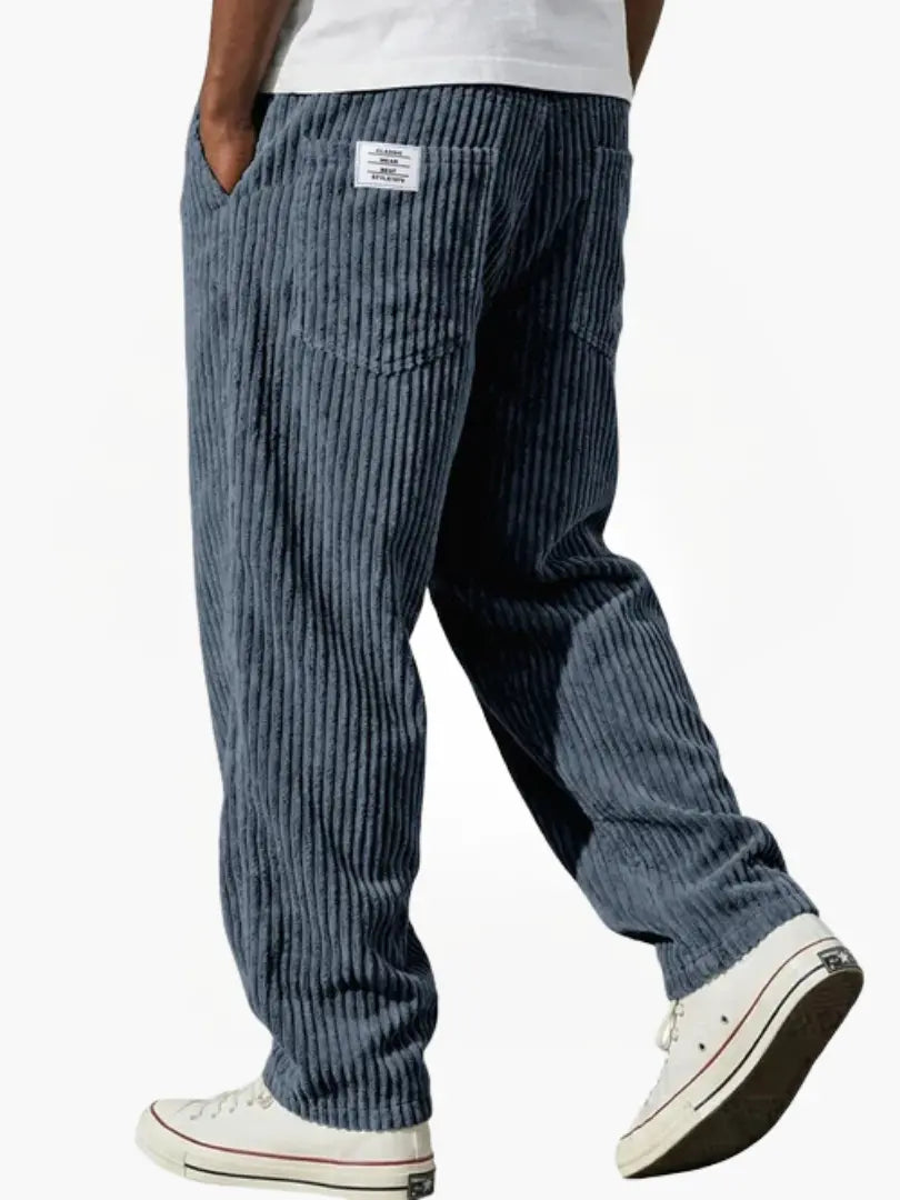 Men's Relaxed Fit Corduroy Pants | Elastic Drawstring Waist Baggy Casual Pants