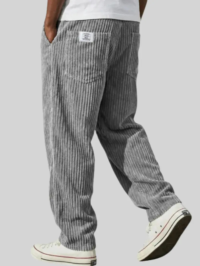 Men's Relaxed Fit Corduroy Pants | Elastic Drawstring Waist Baggy Casual Pants