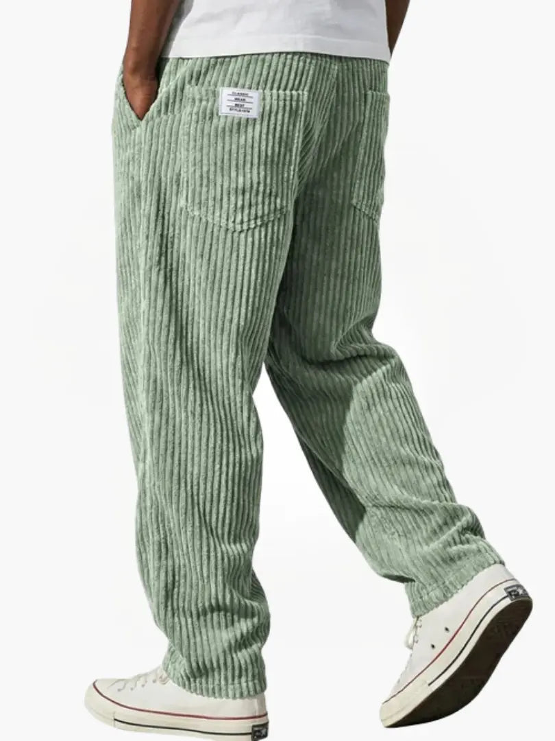 Men's Relaxed Fit Corduroy Pants | Elastic Drawstring Waist Baggy Casual Pants