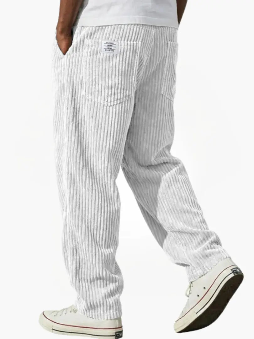 Men's Relaxed Fit Corduroy Pants | Elastic Drawstring Waist Baggy Casual Pants