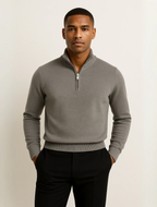 Men's cotton knit half-zip sweater lifestyle photo