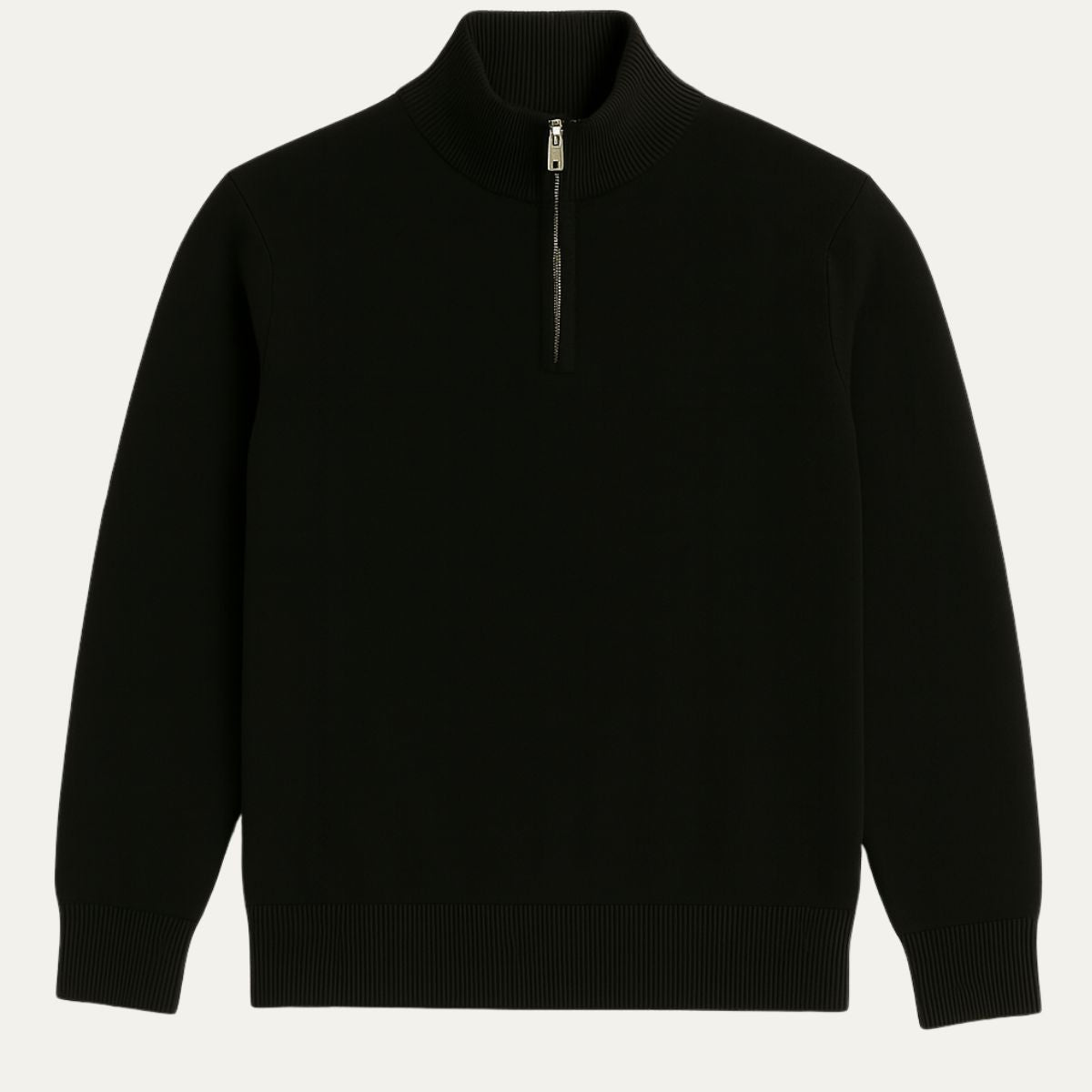 Men's cotton knit half-zip sweater in Black