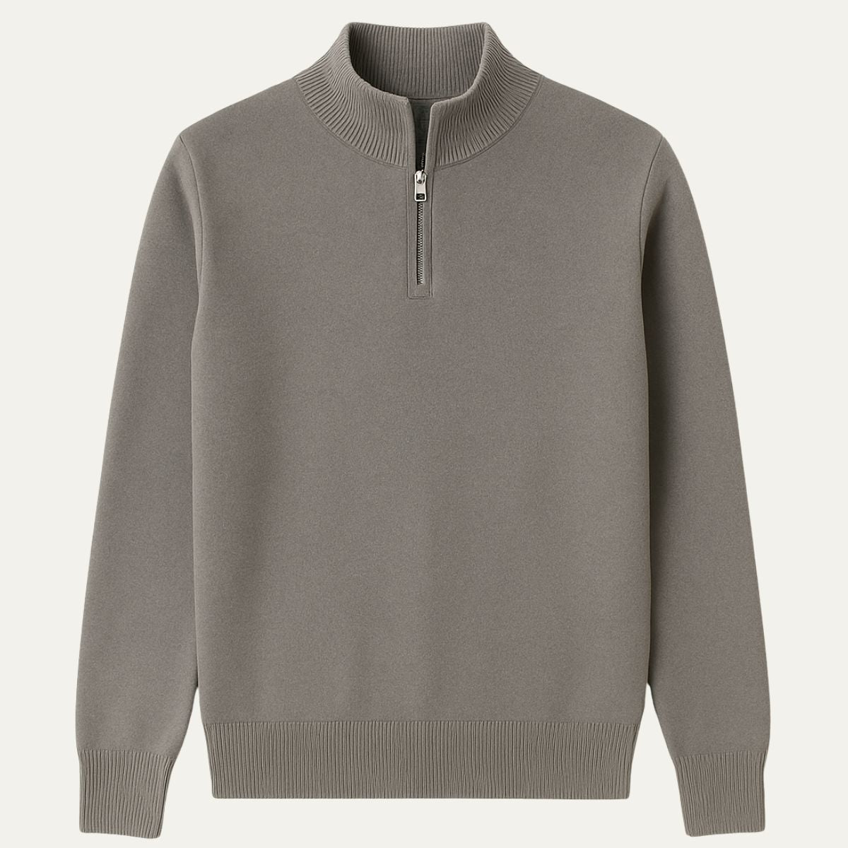 Men's cotton knit half-zip sweater in Grey