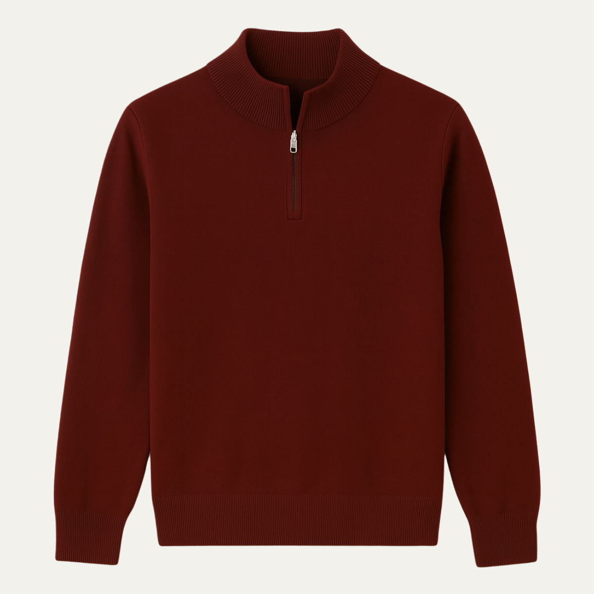 Men's cotton knit half-zip sweater in Red