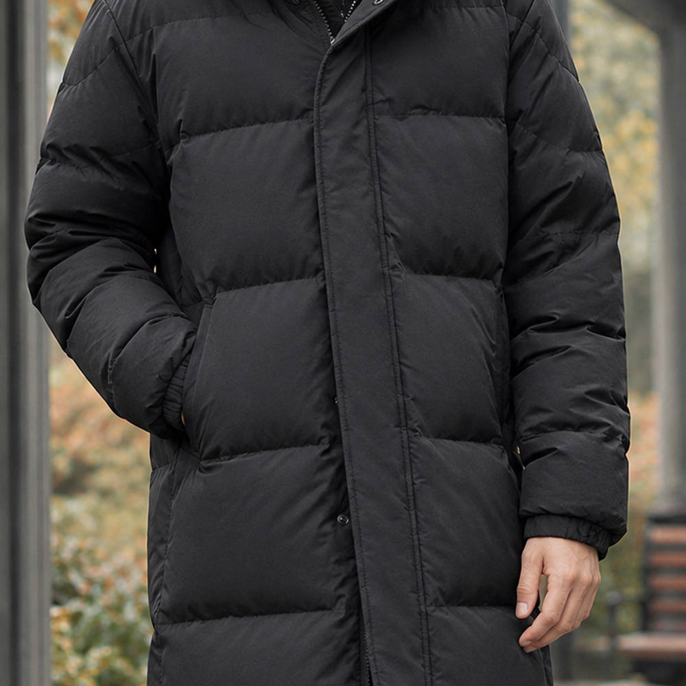 Men's Down-Filled Hooded Puffer Coat - detail - on model