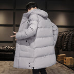 Men's down-insulated winter jacket - gray - on model