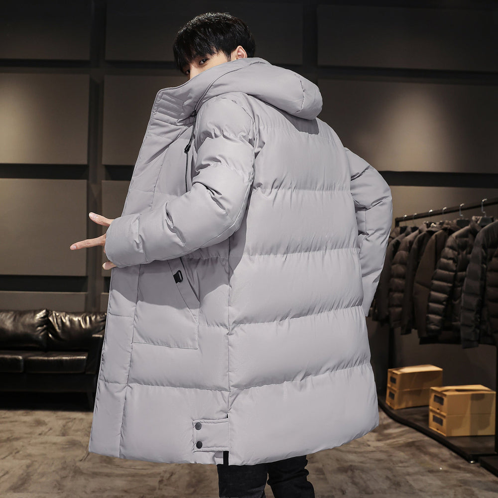Men's down-insulated winter jacket - gray - on model