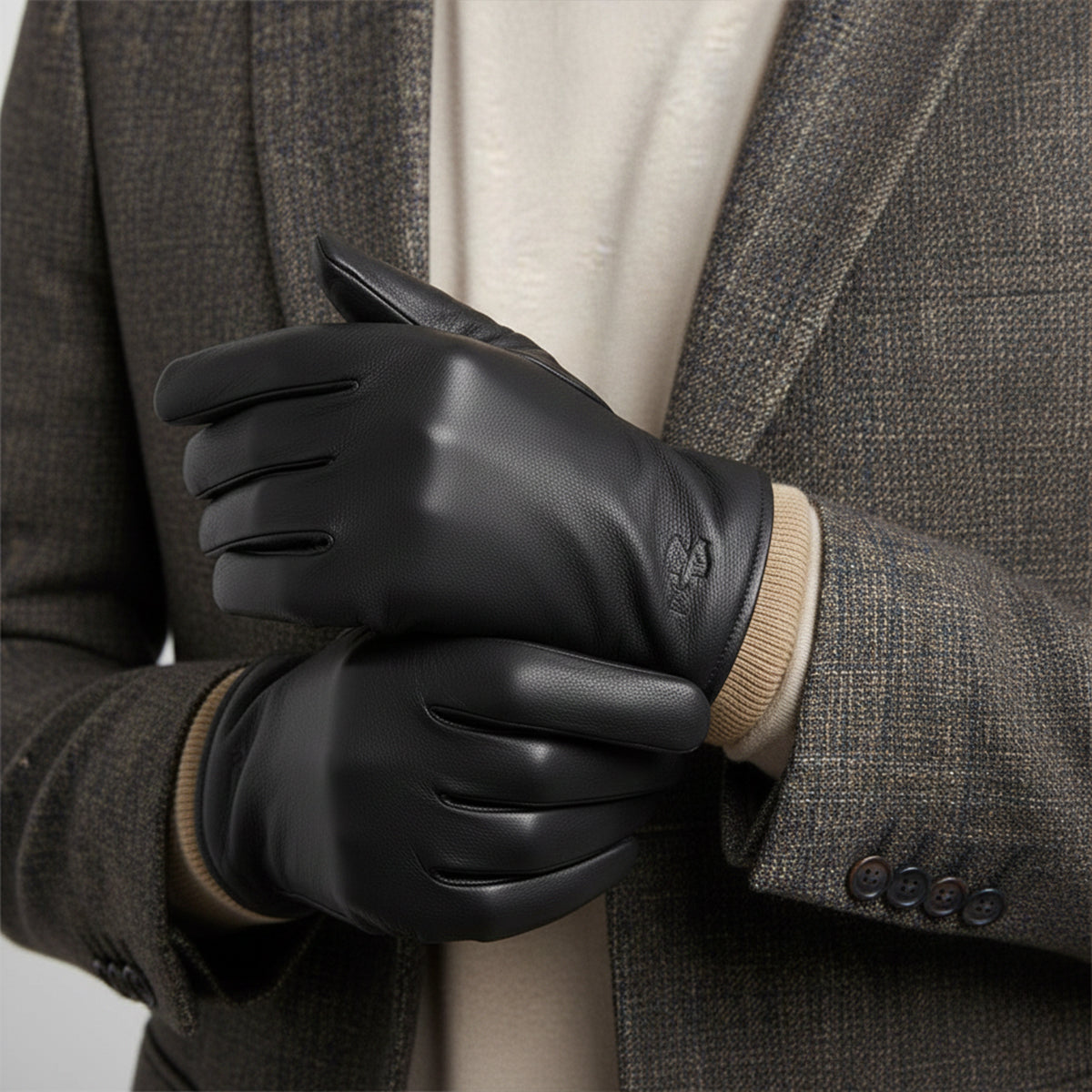 Men's Faux Leather Driving Gloves - Black