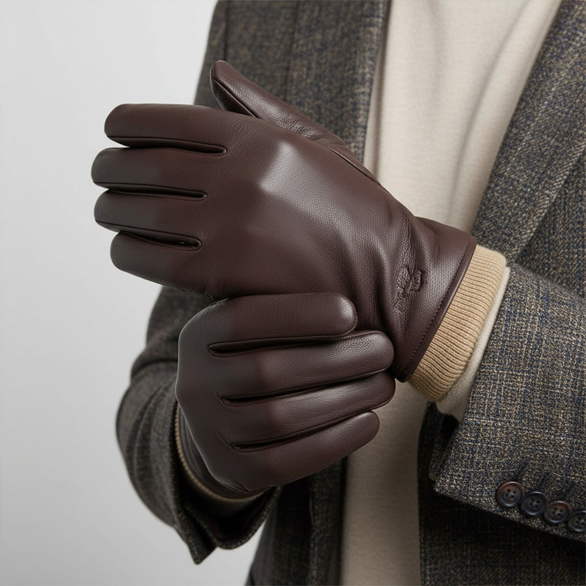 Men's Faux Leather Driving Gloves - Brown