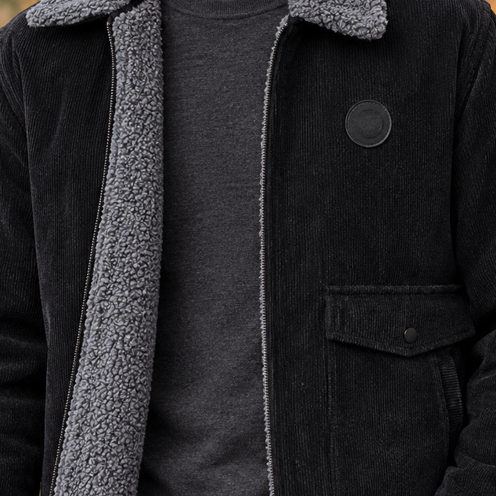 Men's Fleece-Lined Full-Zip Jacket - detail - on model