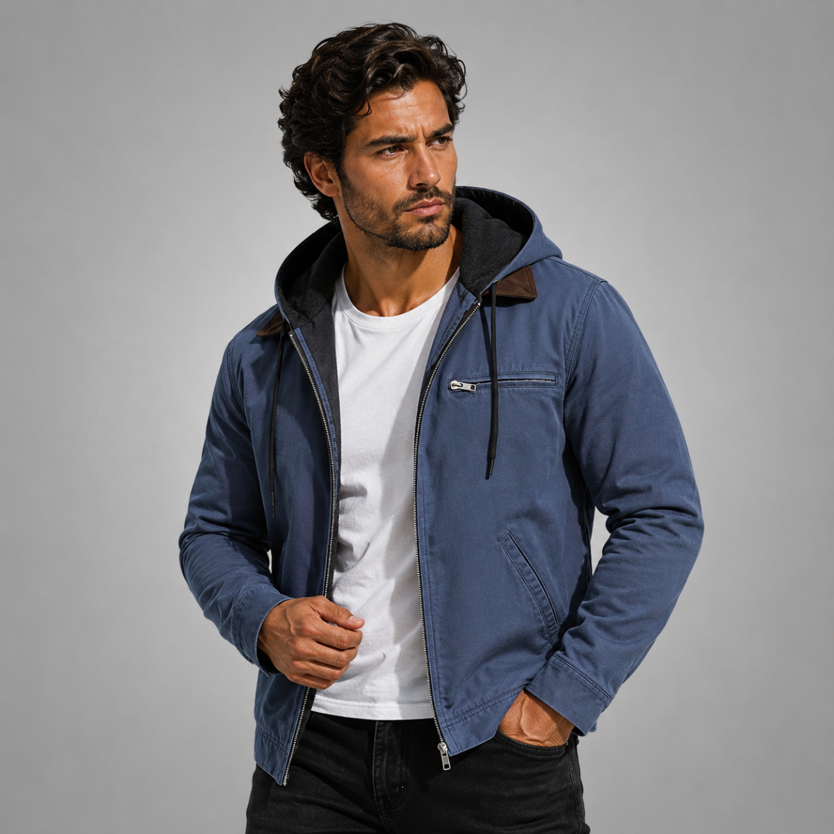 Camden Ridge Fleece-Lined Hooded Jacket Blue
