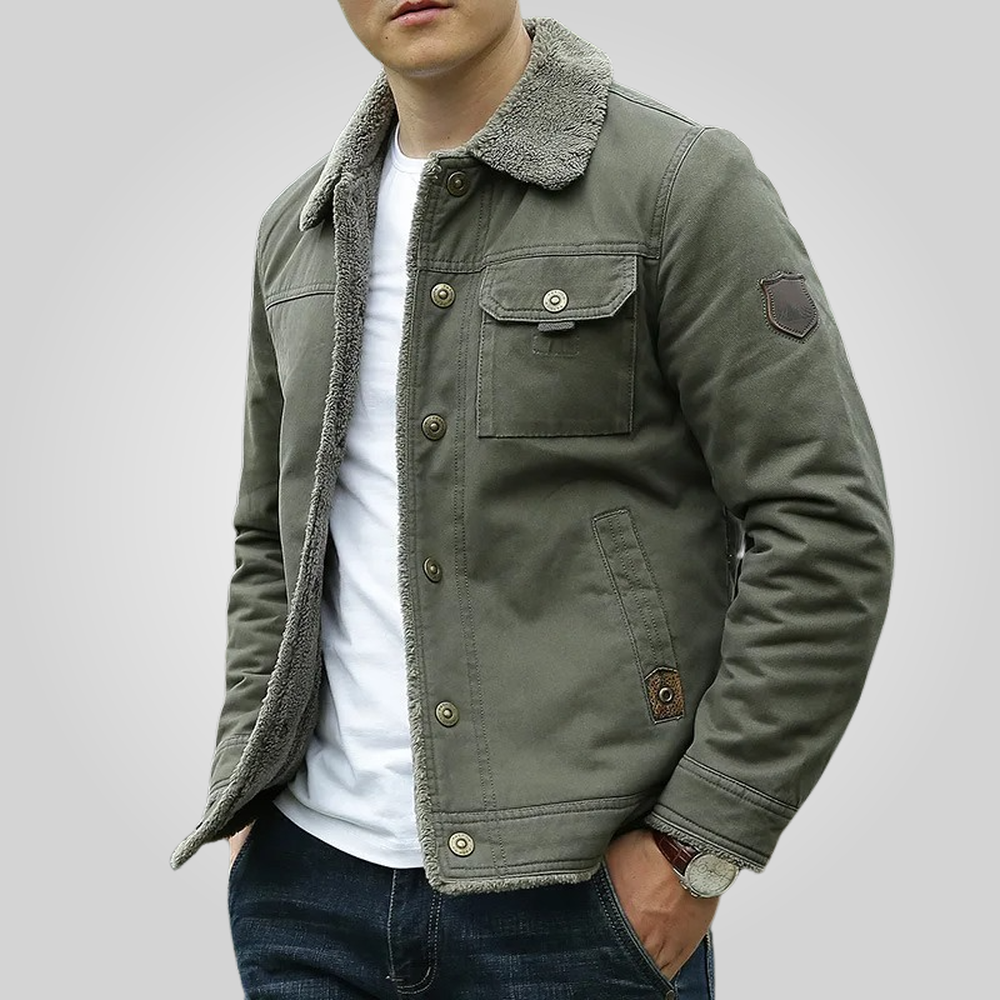 Men's Fleece-Lined Jacket - Green