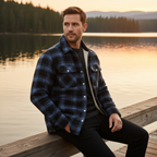 Men's Fleece Lined Plaid Jacket - detail