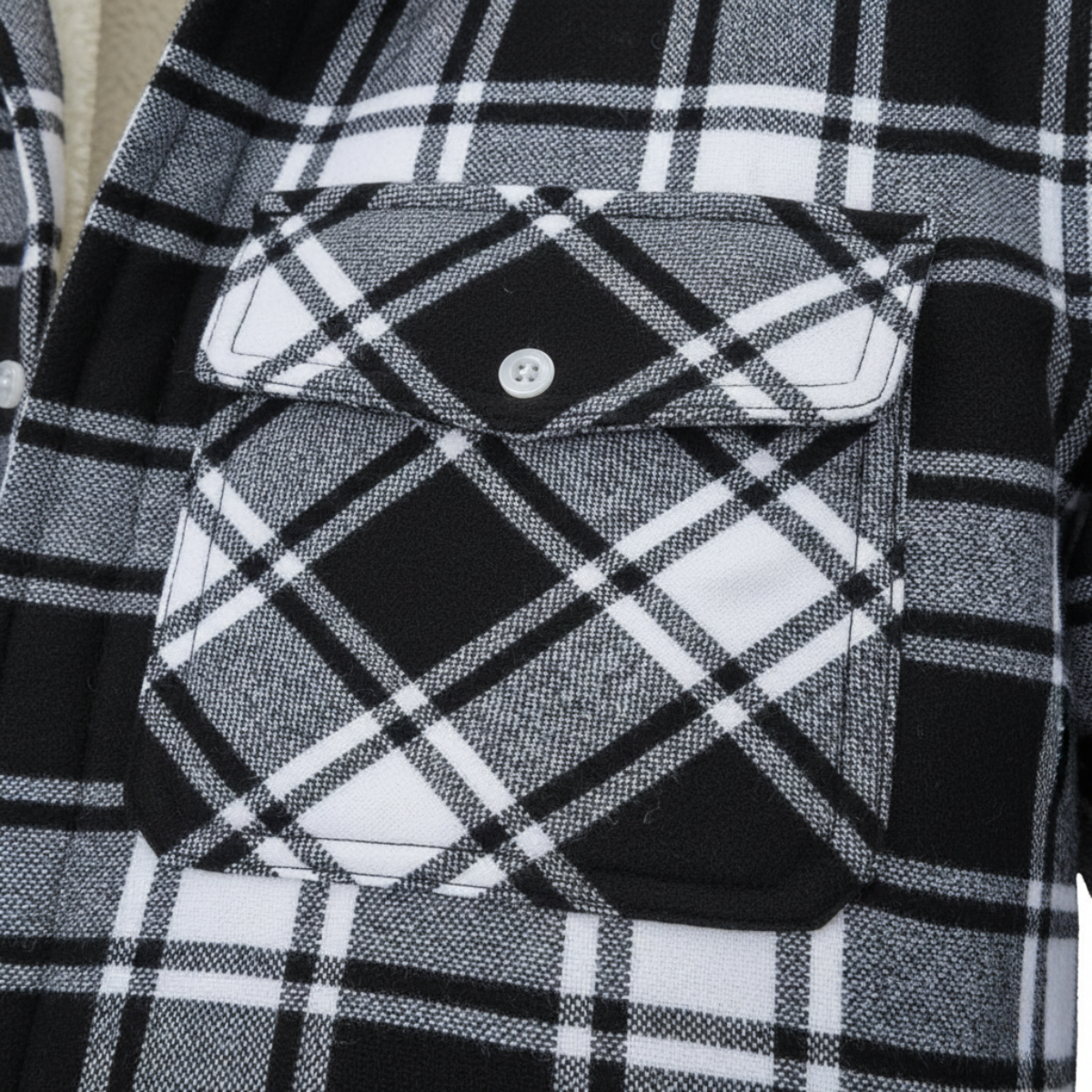 Men's Fleece Lined Plaid Jacket - detail