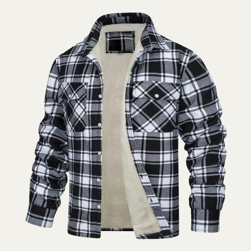 Men's Fleece Lined Plaid Jacket - detail