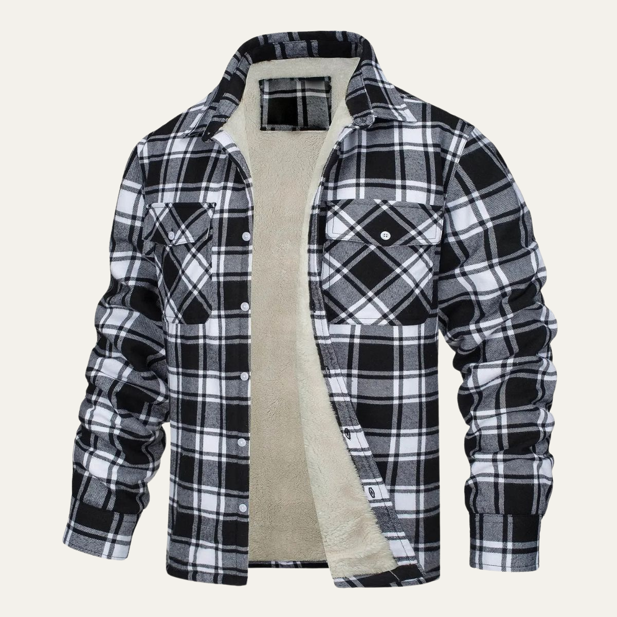 Men's Fleece Lined Plaid Jacket - detail