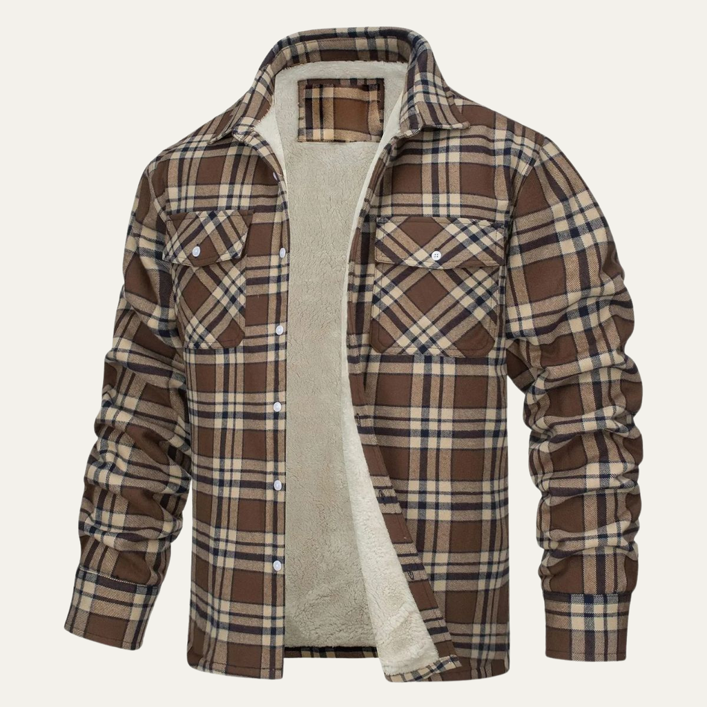 Men's Fleece Lined Plaid Jacket - detail