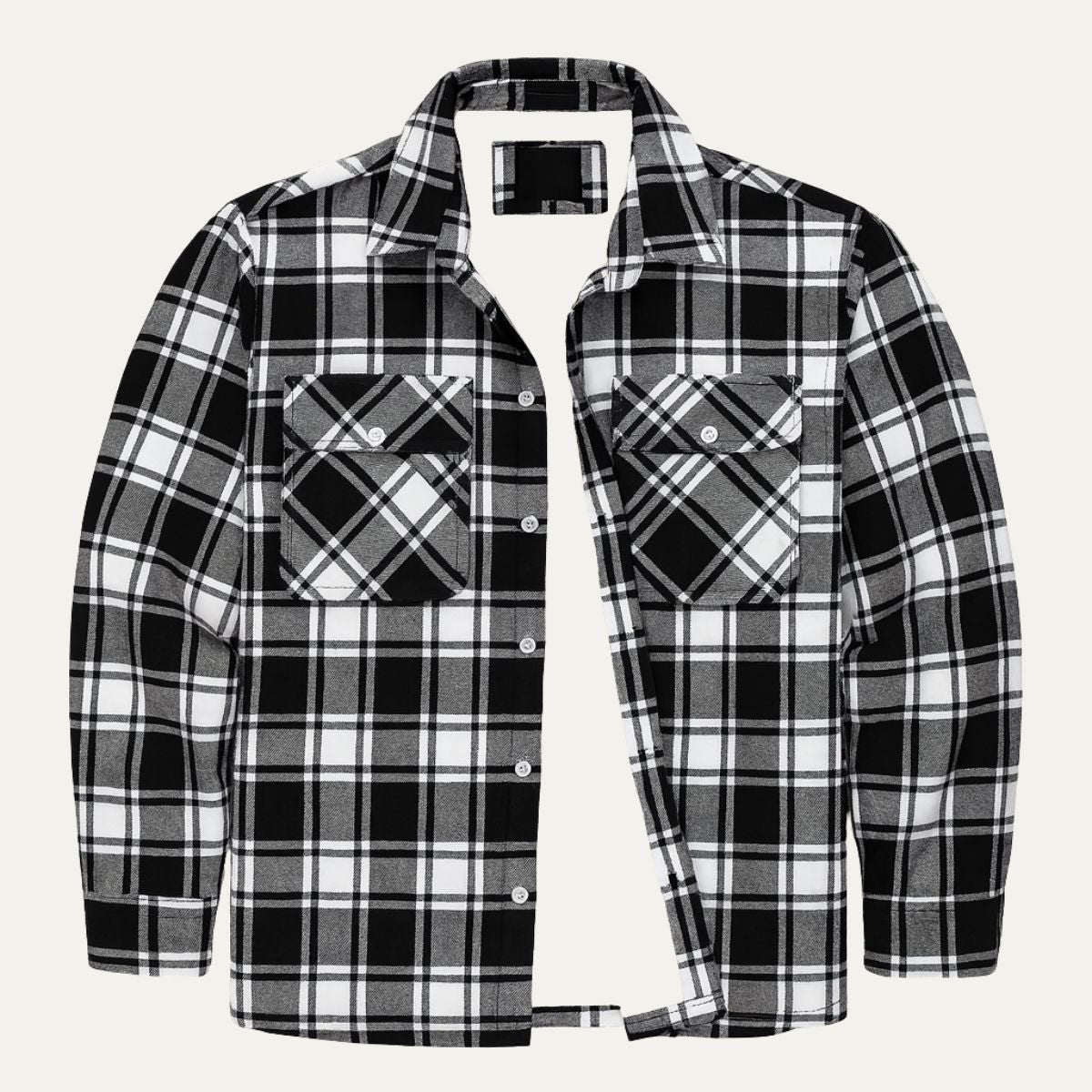 Men's Fleece Lined Plaid Jacket - Black