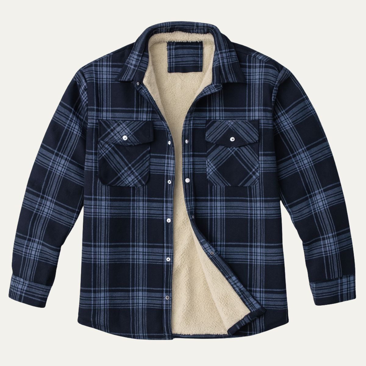 Men's Fleece Lined Plaid Jacket - Blue
