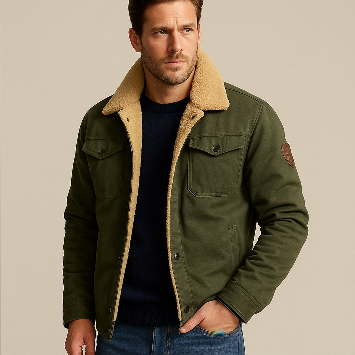 Bramwell & Fitch Men's Fleece-Lined Winter Coat - Army Green
