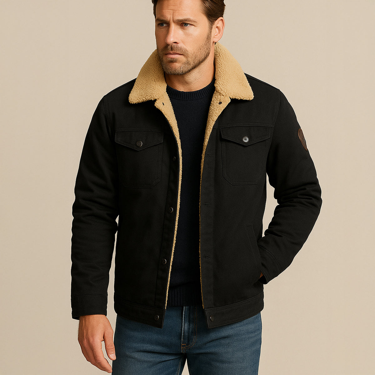 Bramwell & Fitch Men's Fleece-Lined Winter Coat - Black