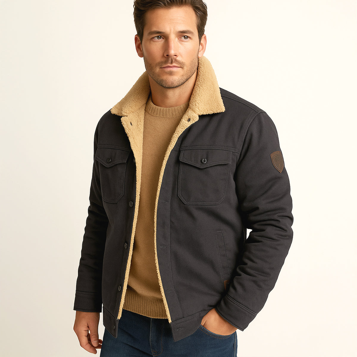 Bramwell & Fitch Men's Fleece-Lined Winter Coat - Dark Gray