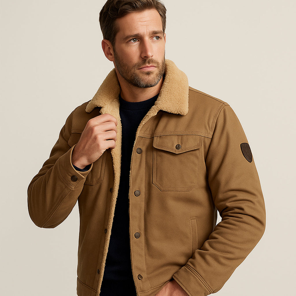 Bramwell & Fitch Men's Fleece-Lined Winter Coat - Khaki
