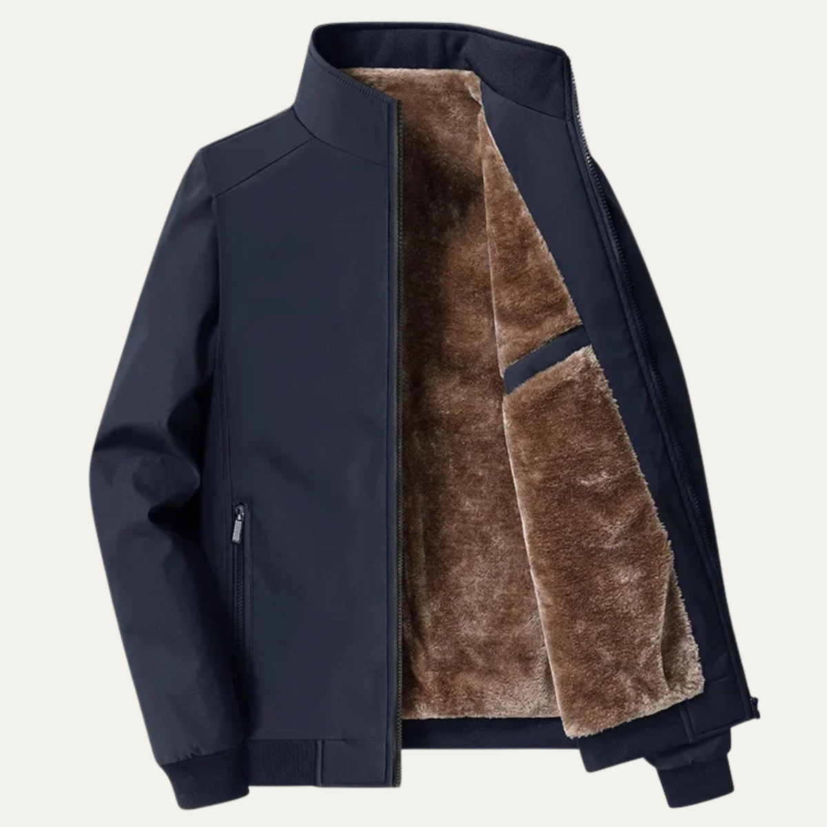 Men's Fleece-Lined Winter Jacket - Dark Blue